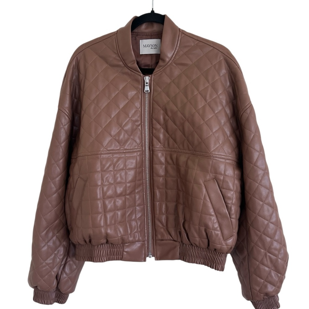 Mayson The Label Faux Leather Quilted Bomber Jacket M/L